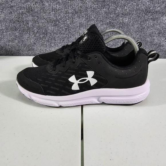 Under Armour Charged Assert 10 Mens Running Shoes Size 7 Black White 3026175-001 - Picture 3 of 8